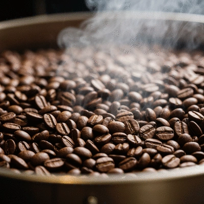Close-up of coffee beans being roasted in Fort Myers